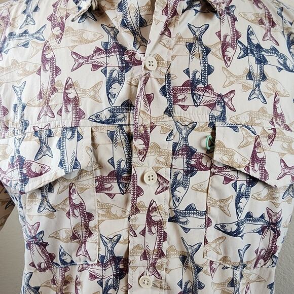 Exofficio Mens Medium Short Sleeve Fish Vented Outdoor Shirt Eyeglass Cloth - Picture 2 of 14